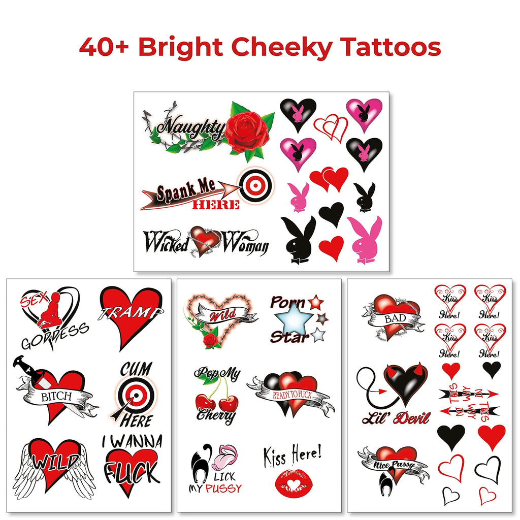 Sexy Naughty Temporary Tattoos for Women – 40+ Cheeky Body Stickers for Legs, Arms, Back