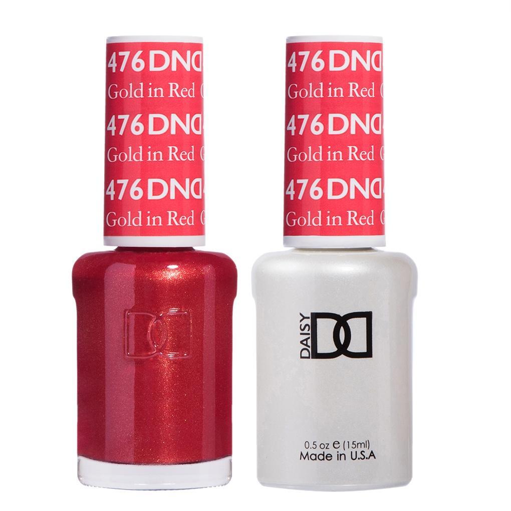 DND Duo Matching Gel and Lacquer Nail Polish Set - Gold in Red #476