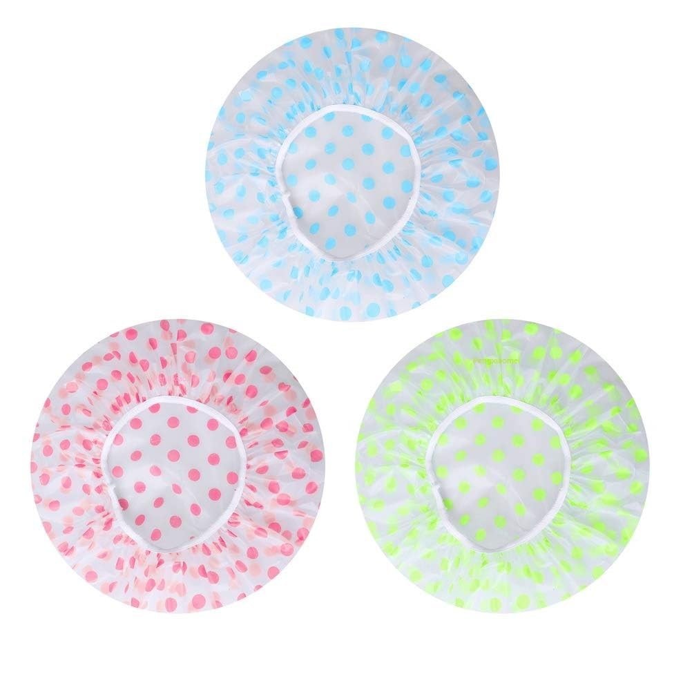 Reusable Waterproof Shower Cap Set - 3 Colors, Adjustable Fit for Women Men