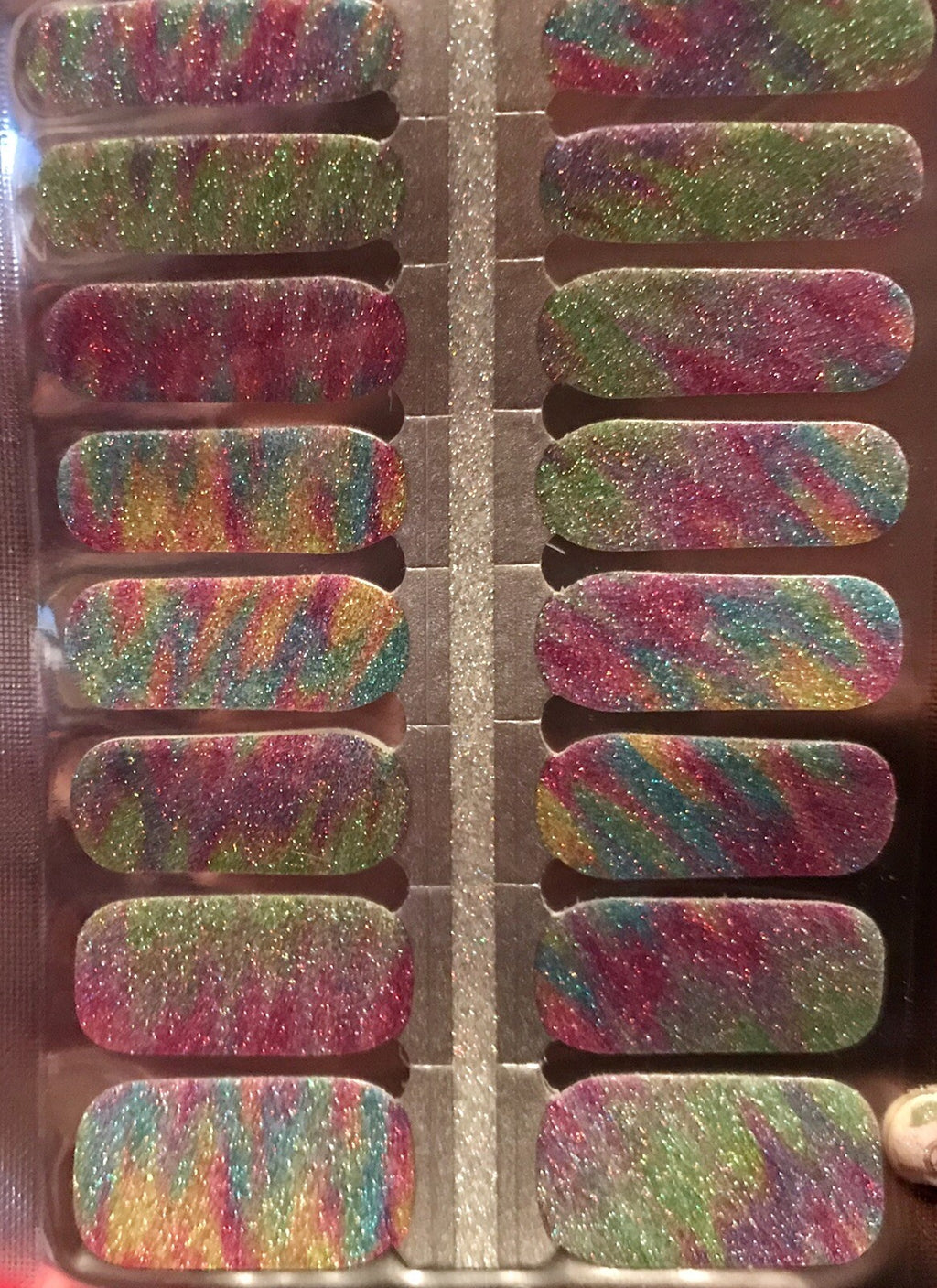 Color Nail Polish Strips Glitter Candied Bliss 16 Count - Easy Nail Art