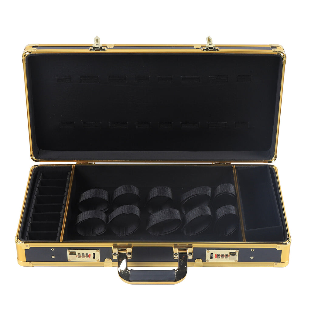 Large Barber Travel Suitcase with Lock Gold - Stylist Tool Organizer