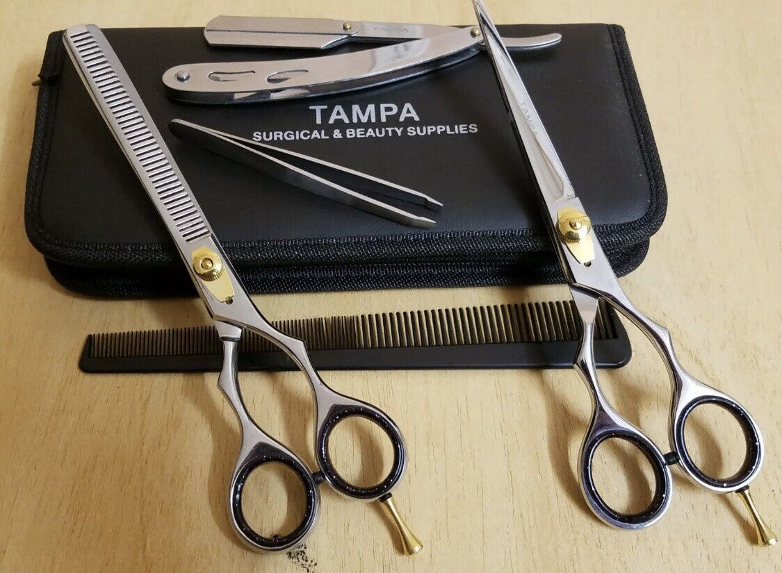 7 Inch Professional Hair Cutting Scissors & Thinner Set with Razor and Case