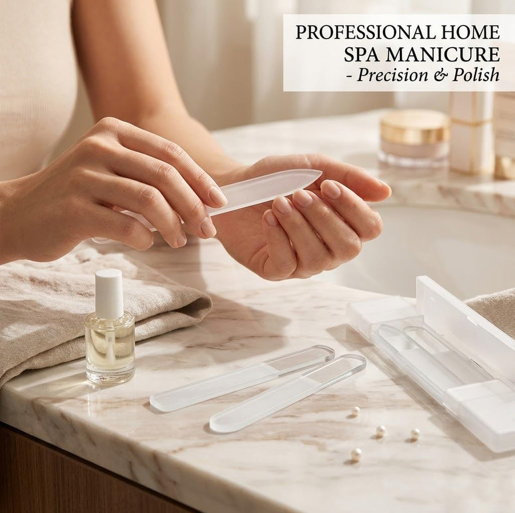 Nano Glass Nail File Set - 3 Shapes with Protective Cases - Manicure Tools