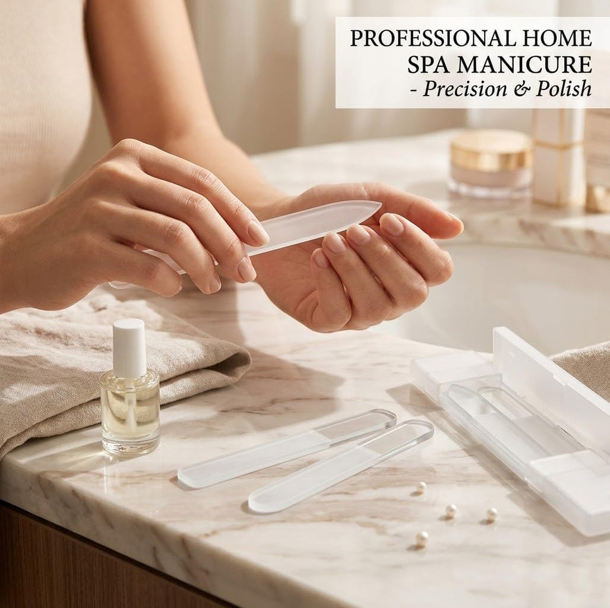 Nano Glass Nail File Set - 3 Shapes with Protective Cases - Manicure Tools
