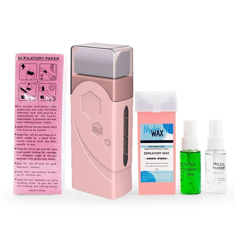 Home Waxing Kit with Wax Warmer & Refill Rolls - Hair Removal for Face & Body