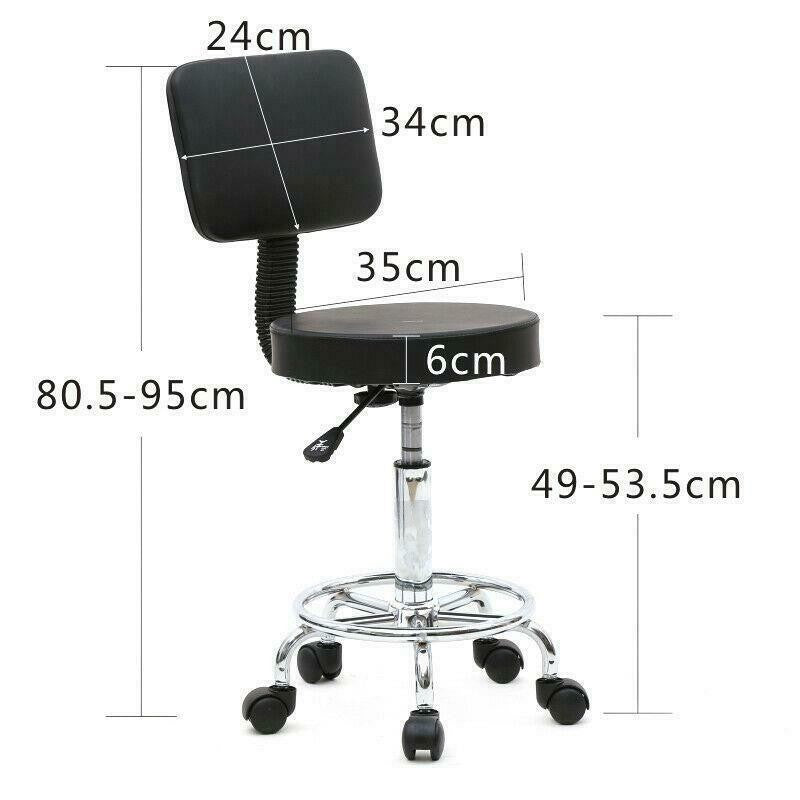 Adjustable Salon Pedicure Stool with Backrest - Spa, Beauty, Massage Seat