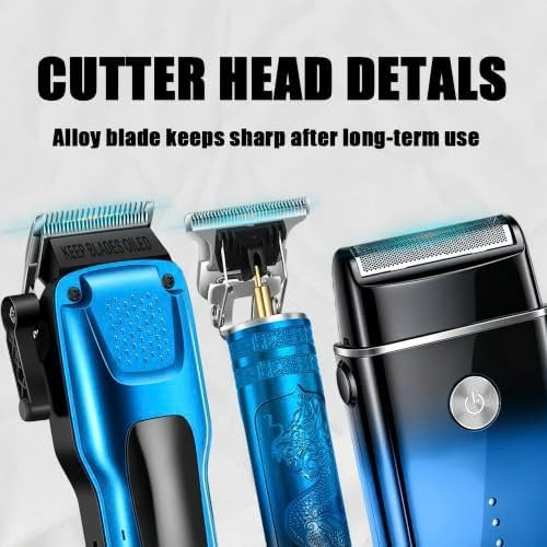 3-in-1 Men's Hair Clippers Beard Trimmer Foil Shaver Set Blue