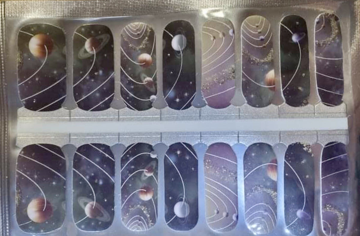 Color Nail Polish Strips 16 Pack Space Map Design Nail Wraps