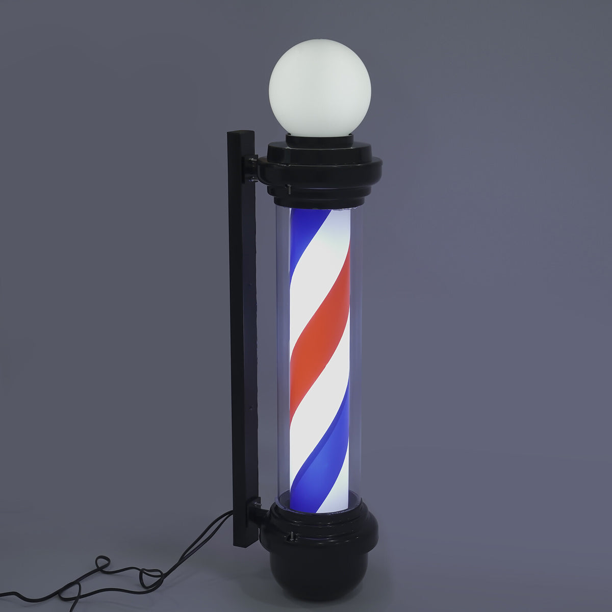 32-Inch Rotating LED Barber Pole Light - Outdoor Sign for Hair Salon