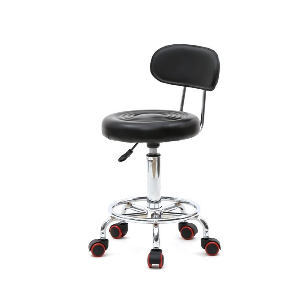 PU Leather Salon & Barber Swivel Stool with Backrest - Adjustable Office Chair