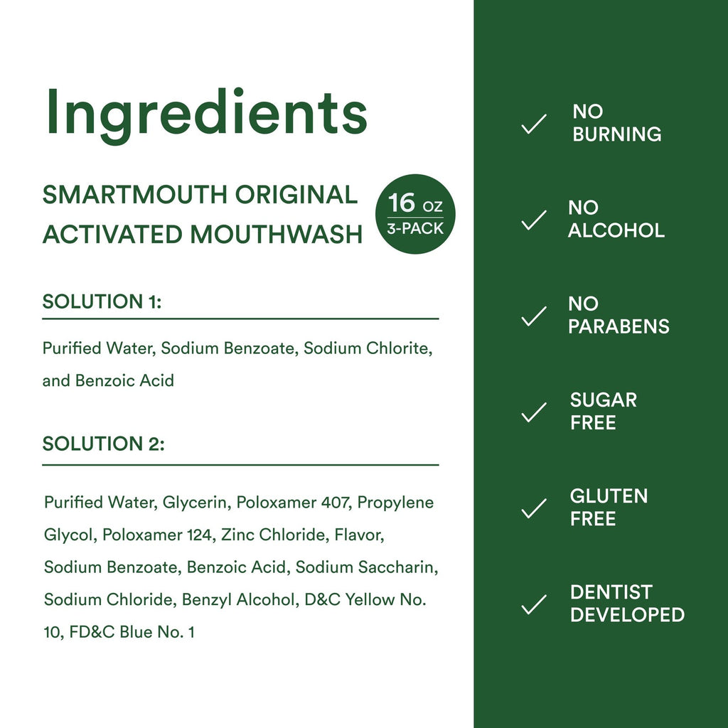 Activated Mouthwash for Fresh Breath - Long-Lasting Mint Flavor, 16 fl oz (3 Pack)