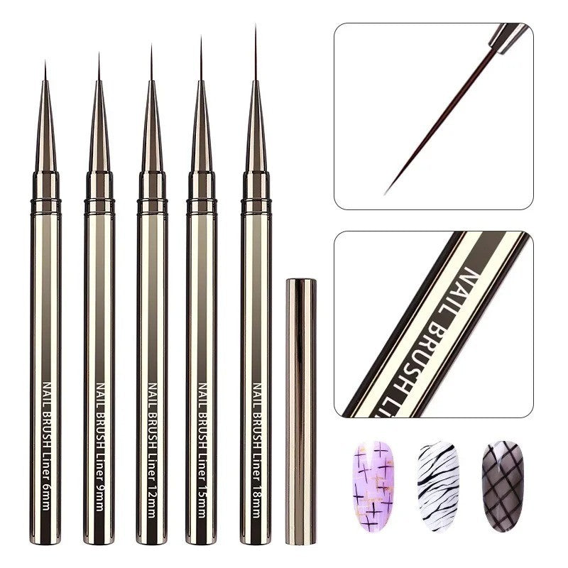 5pcs Nail Art Fine Line Striping Brushes for Detailing & Blending