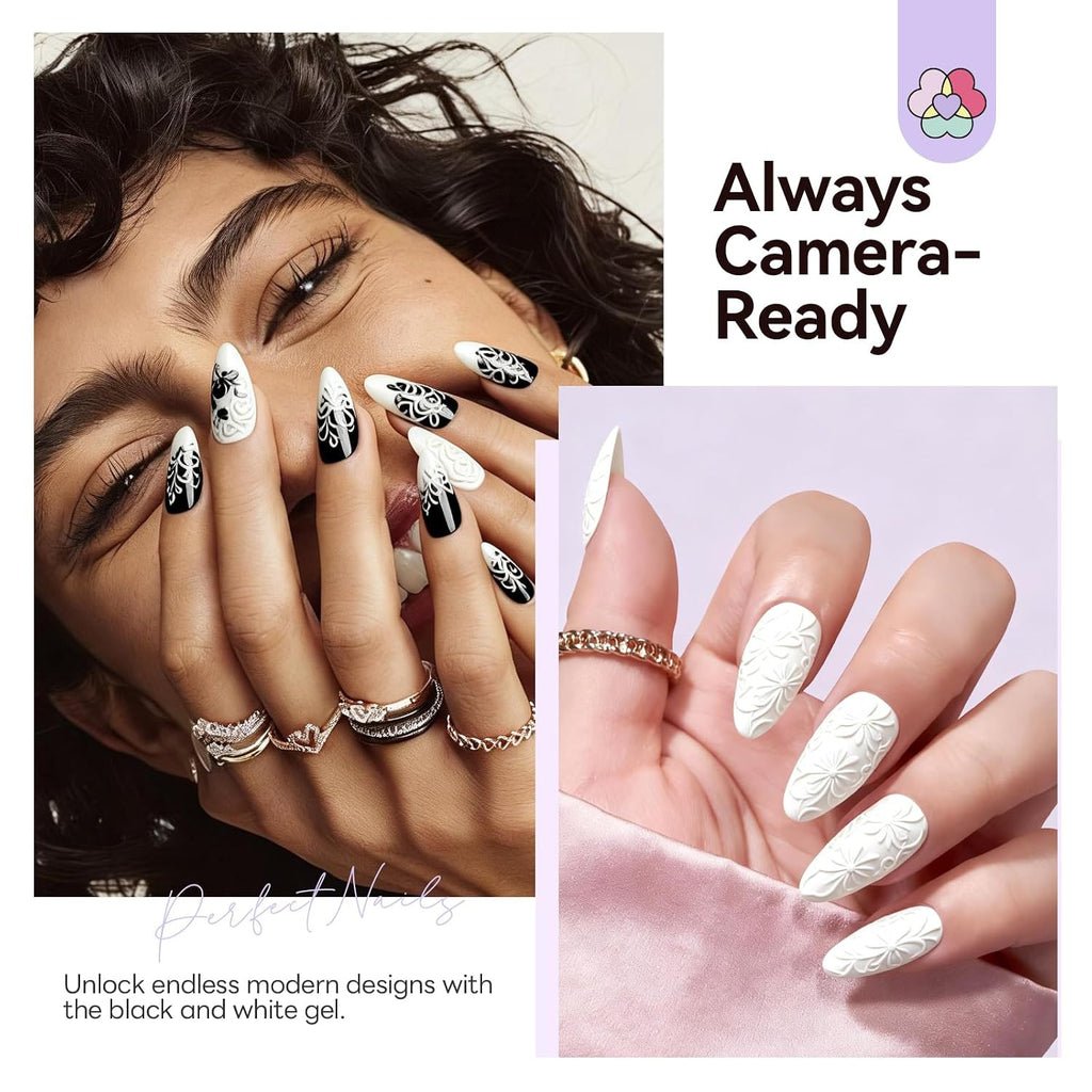3D Sculpting Gel for Nail Art - Black & White Micro Sculpture