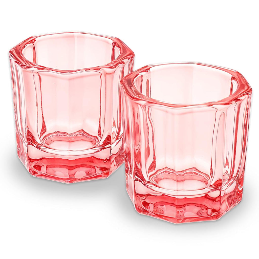 Pink Glass Dappen Dish Cups for Nail Art and Manicure Supplies – 2 Pack