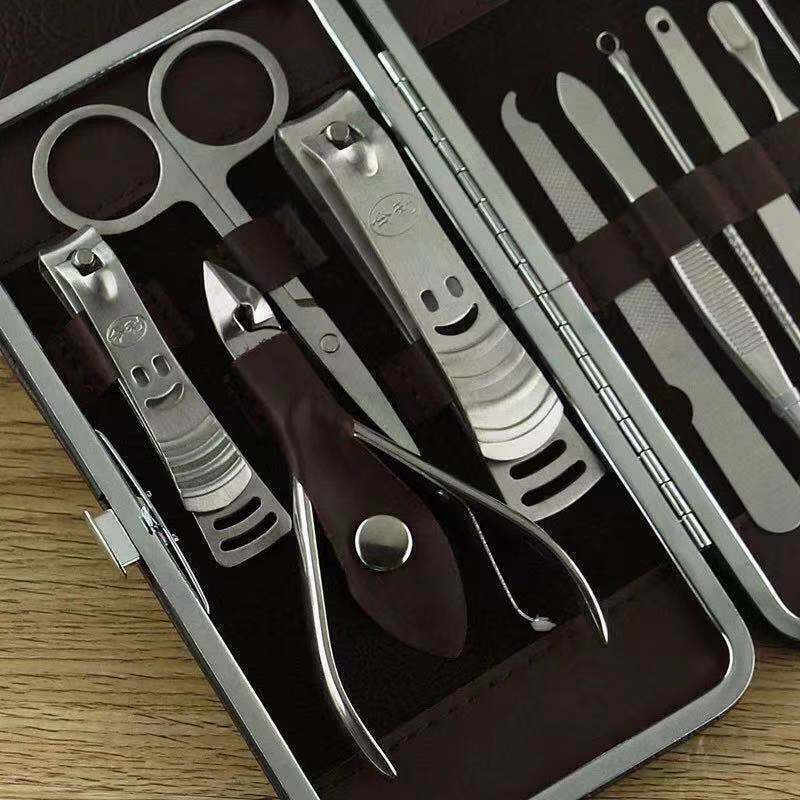 12PCS Manicure Pedicure Nail Clipper Set with Case - Grooming Kit