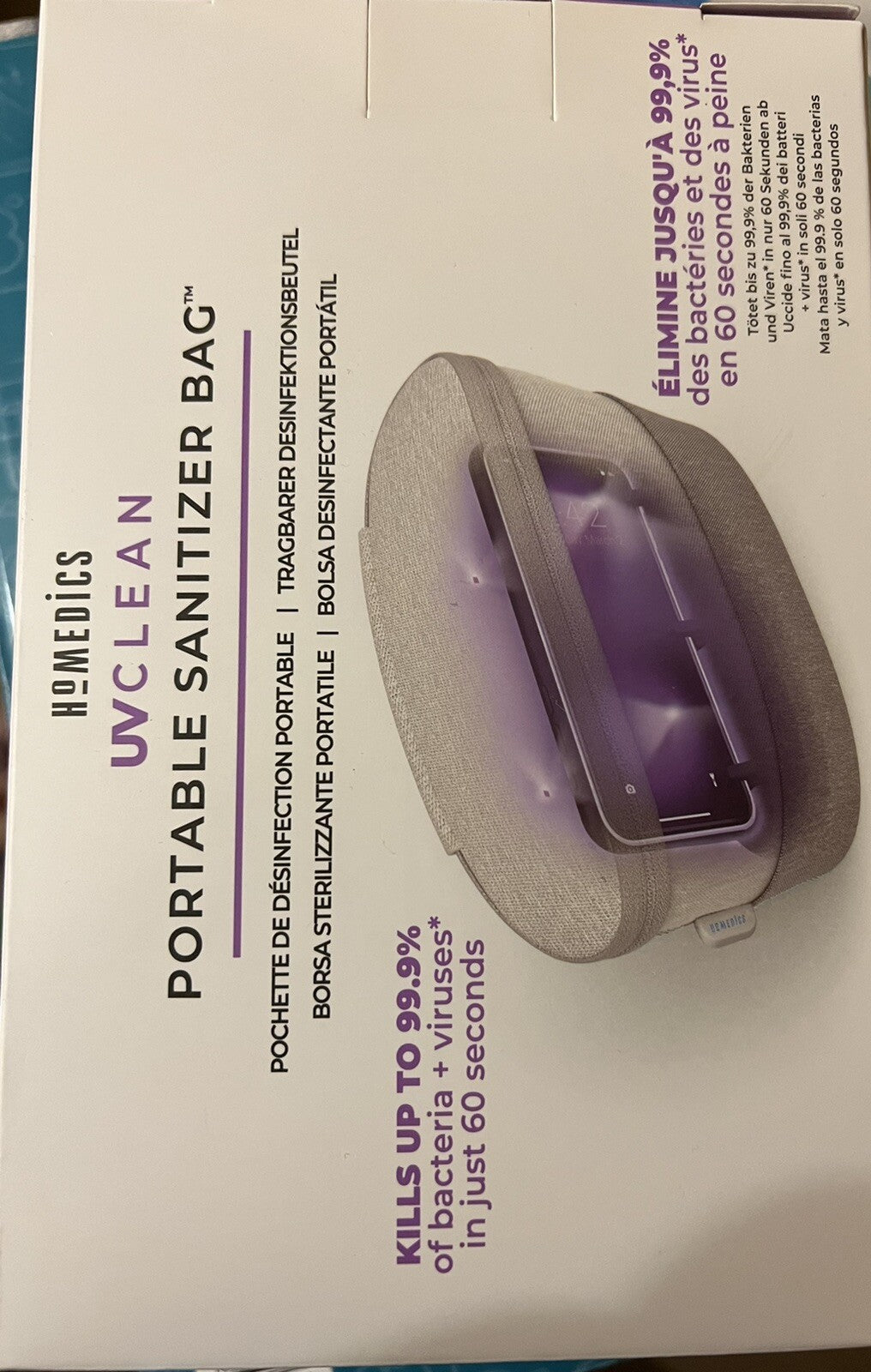 Portable UV-C Sanitizer Bag - Rechargeable Travel Disinfection Gray