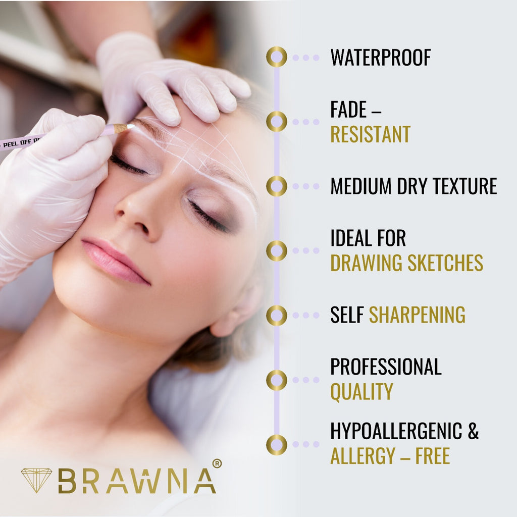 Brow Prow Mapping Pencils for Lip & Eyebrow - 6 Color Pack with Sharpener