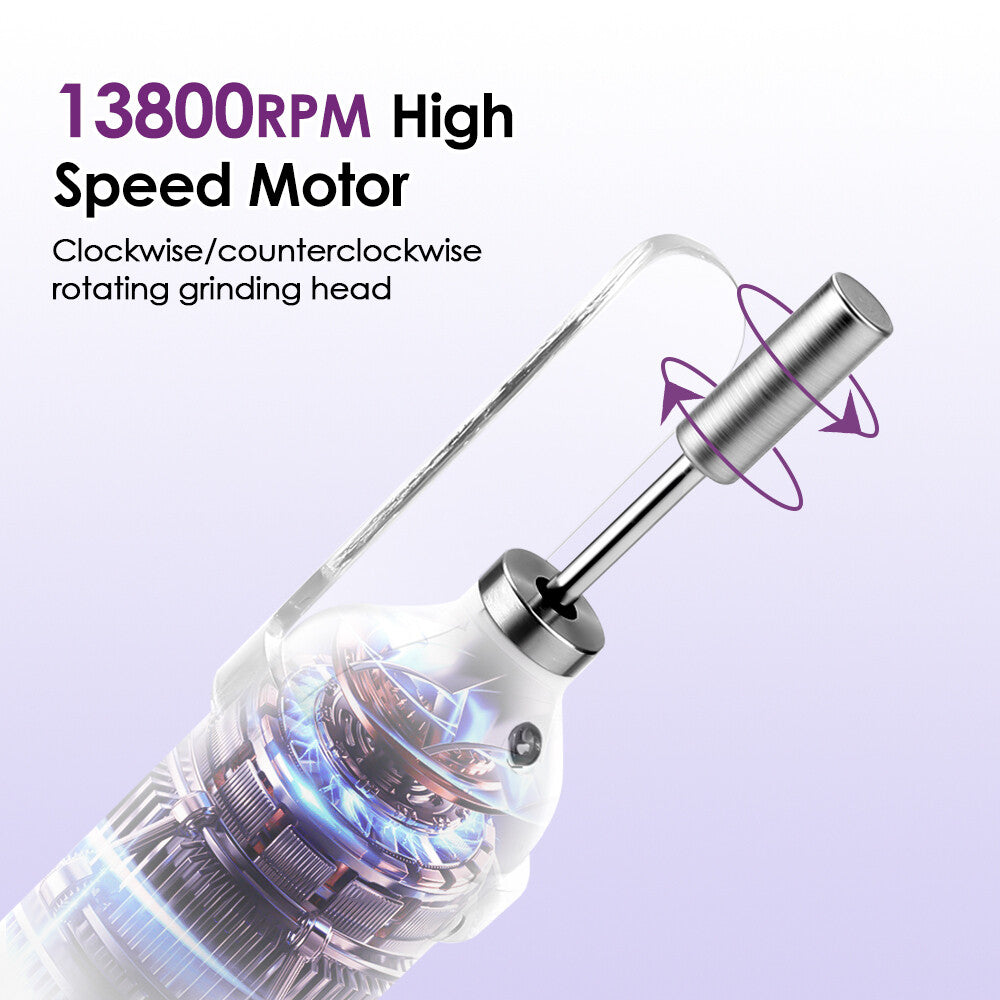 Electric Nail Drill Set for Manicure Pedicure with 6 Grinding Heads - Cordless & Rechargeable