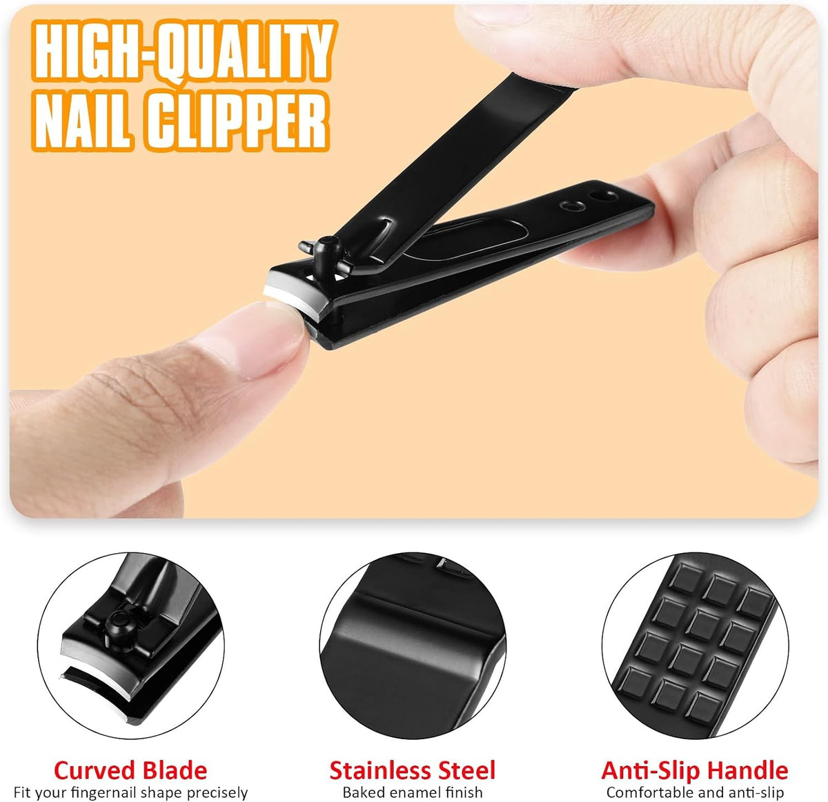 9-Piece Stainless Steel Tweezers and Nail Clippers Set with Leather Case