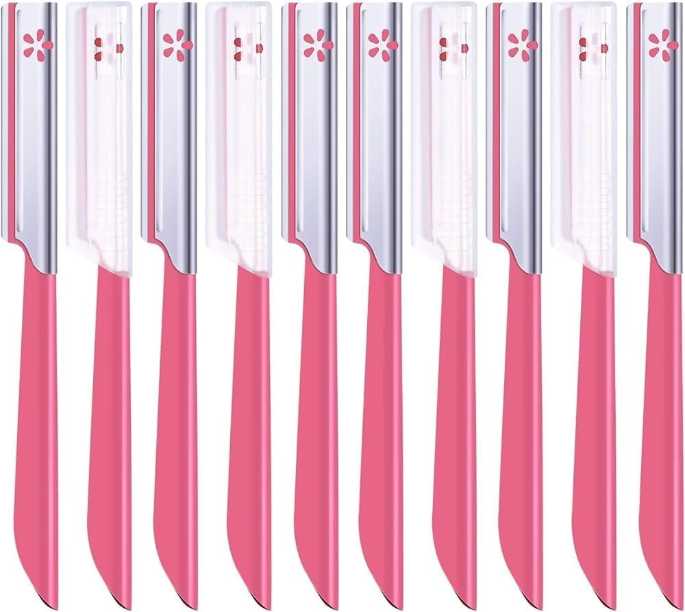 Women’s Face Razor Pack of 10 - Japanese KAI Blades, White & Maroon