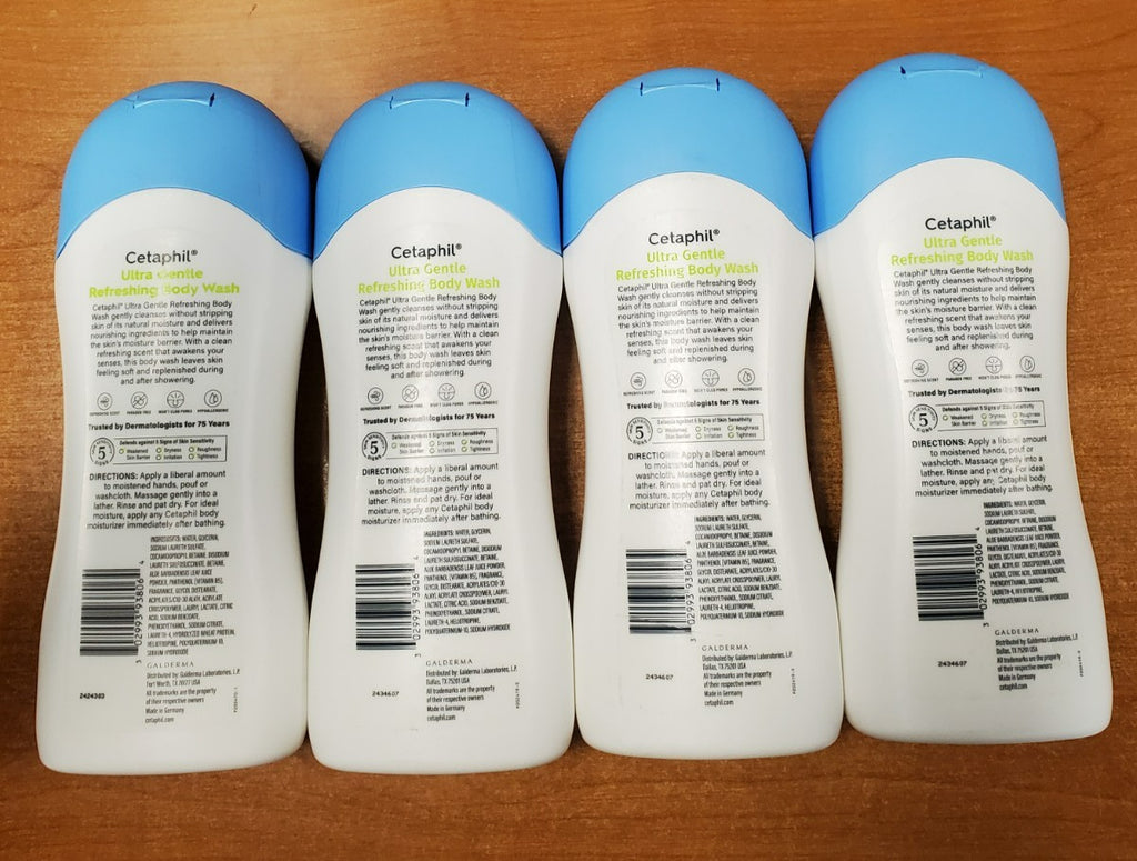 4 Pack Cetaphil Ultra Gentle Refreshing Body Wash 16.9 oz - Sensitive Skin