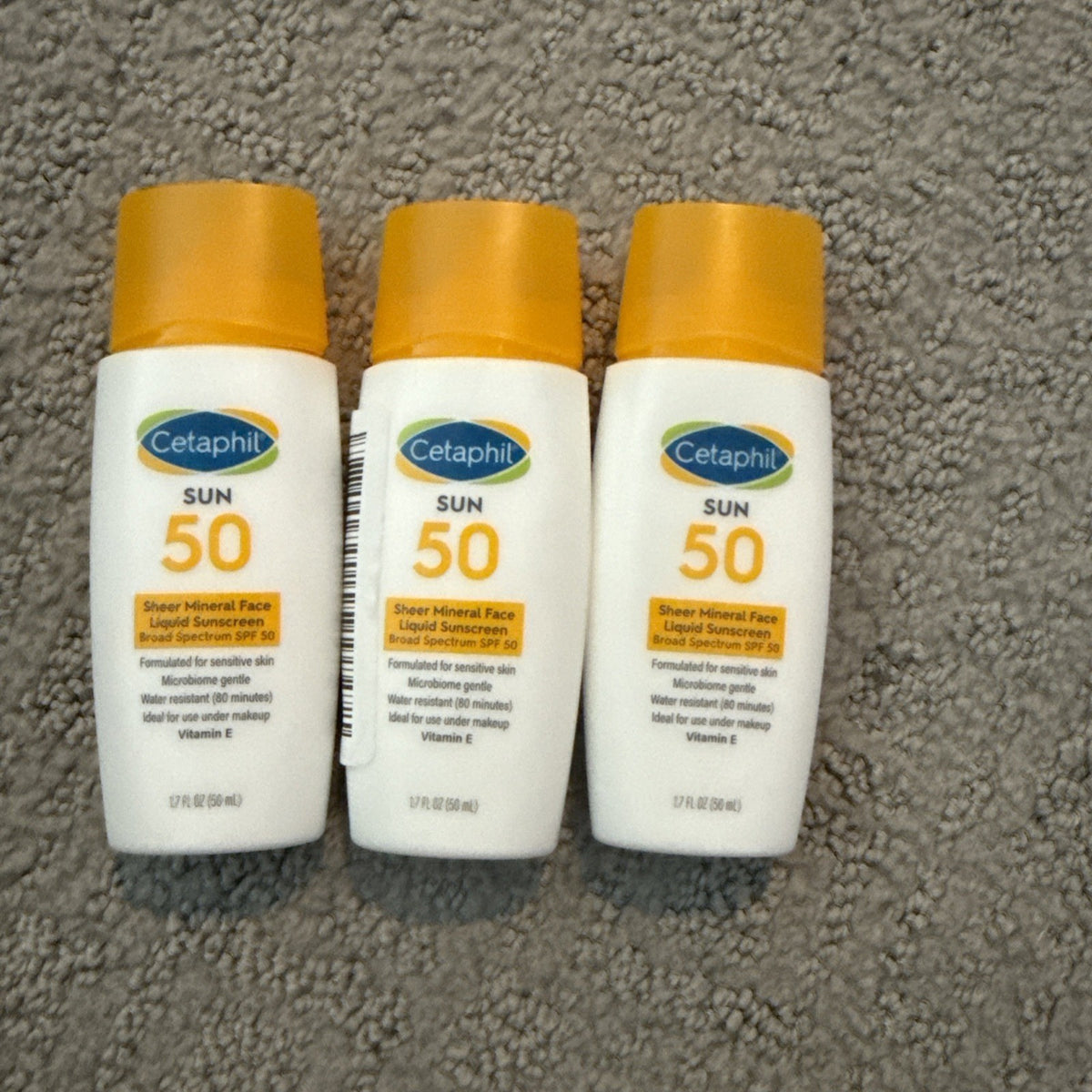 Cetaphil Sun SPF 50 Sheer Mineral Liquid Face Sunscreen 1.7oz Pack of 3