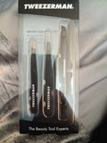 Tweezerman Brow Shaping Tweezer Set 3-Piece with Mini Brow Brush Black Vegan