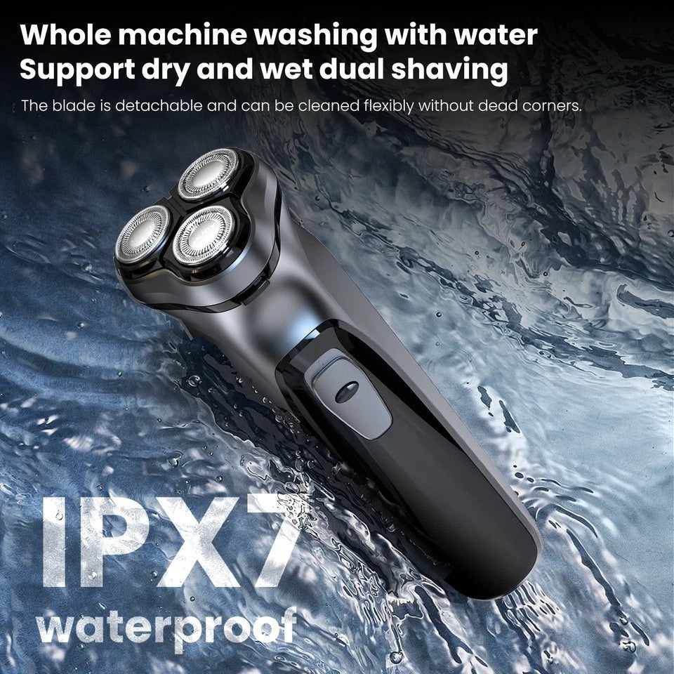 Men's Rechargeable Waterproof Electric Shaver with Trimmer for Face & Beard