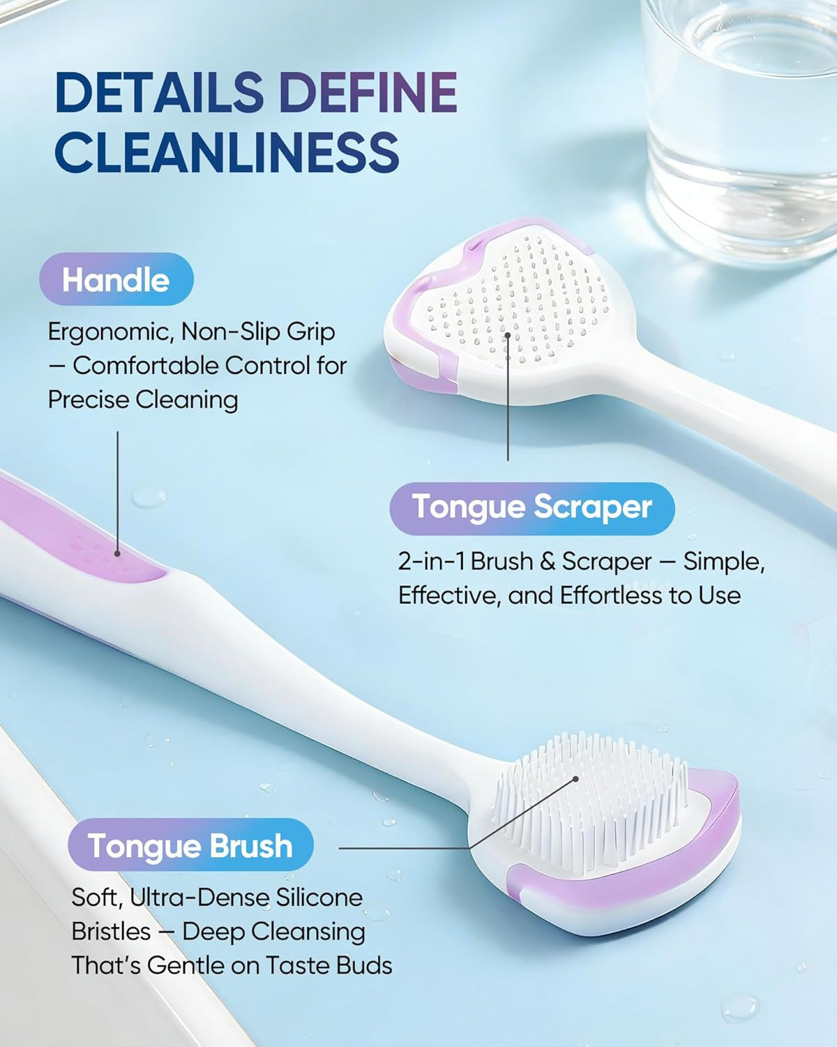 Tongue Cleaner Gel with Tongue Brush - Fresh Breath Oral Care Kit