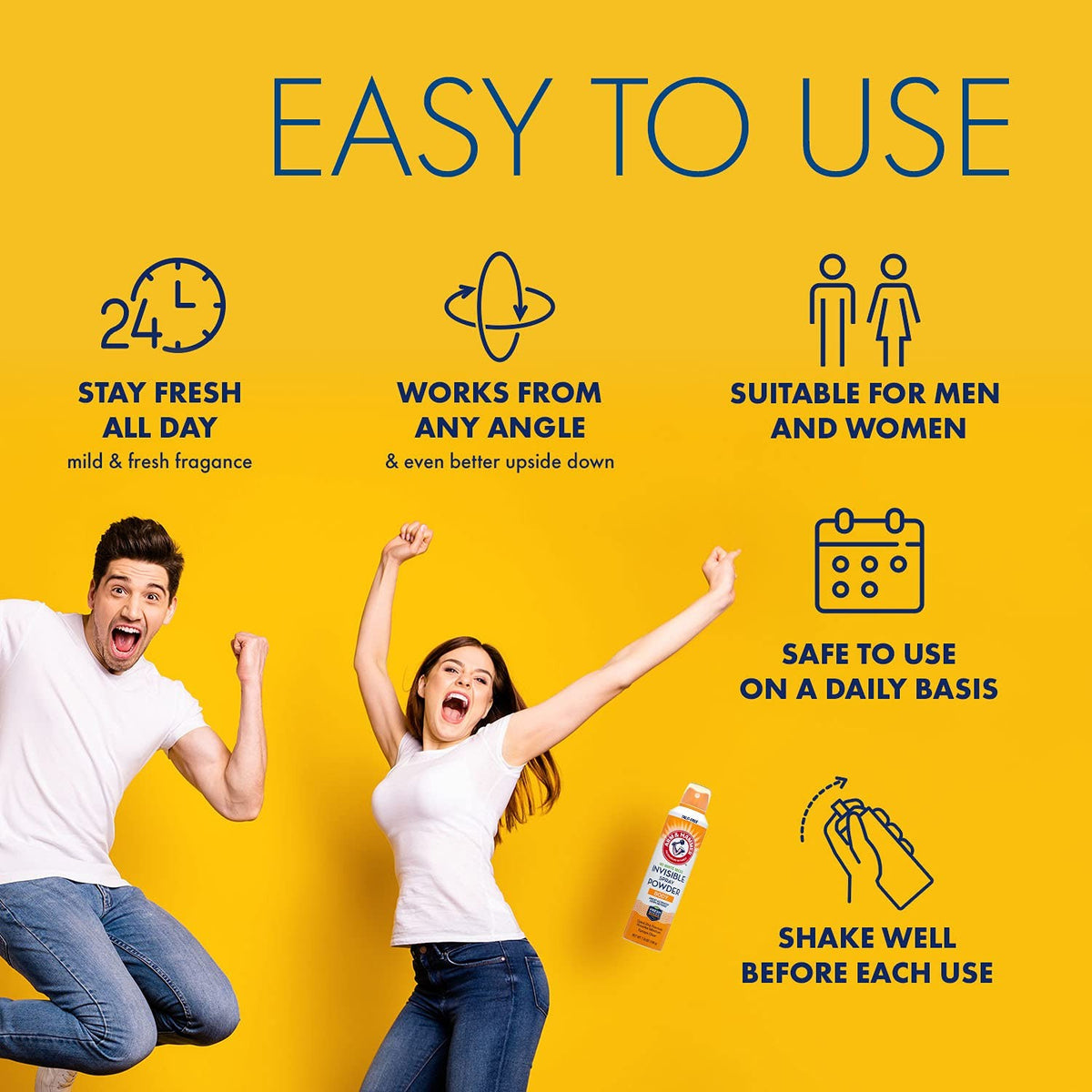 Invisible Body Powder Spray for Sweat and Odor Control - 7oz, Pack of 3