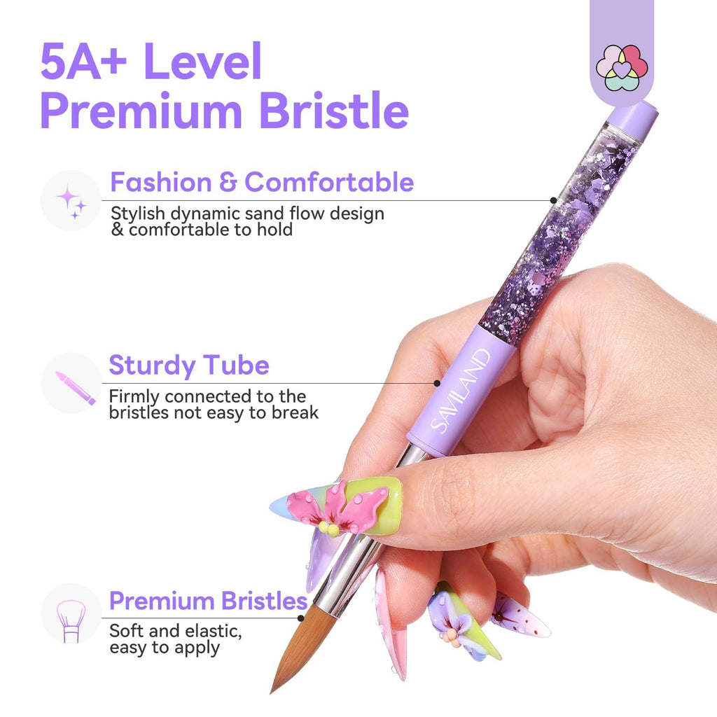 Professional Acrylic Nail Brush Set 6/10/14 with Cleaning Tool for Nail Art