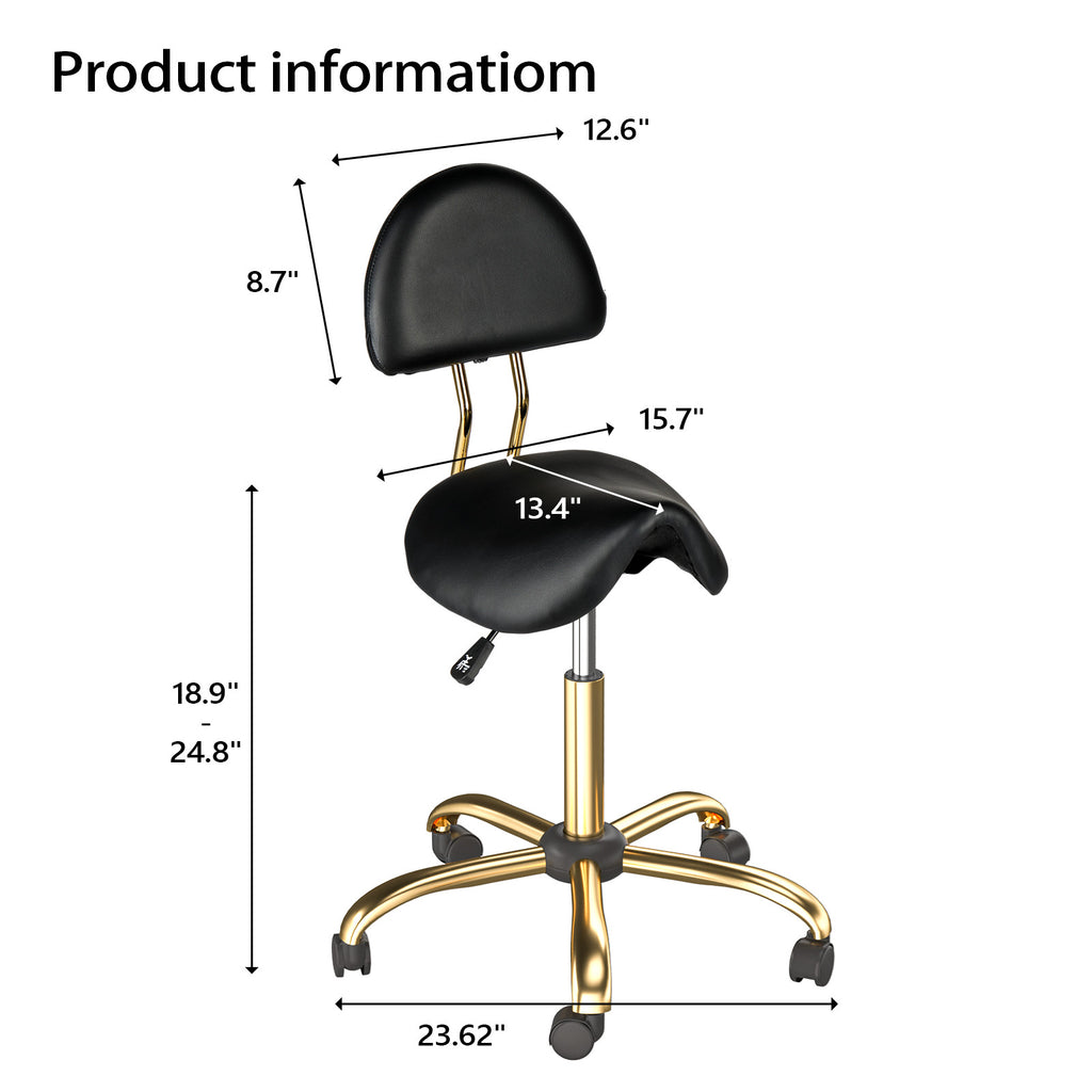 Heavy Duty Salon Rolling Stool with 400 Lb Capacity - Adjustable & Swivel