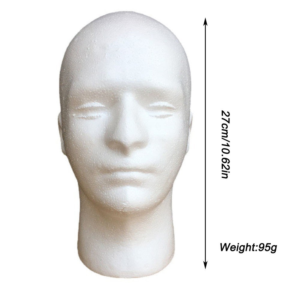 Lightweight Male Foam Mannequin Head for Wig Display and DIY Projects