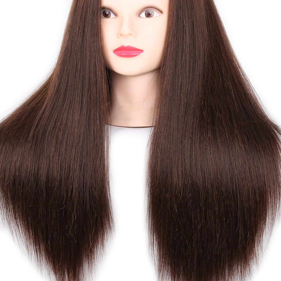 Mannequin Head with Human Hair for Hair Styling & Training, 22-24 Inch