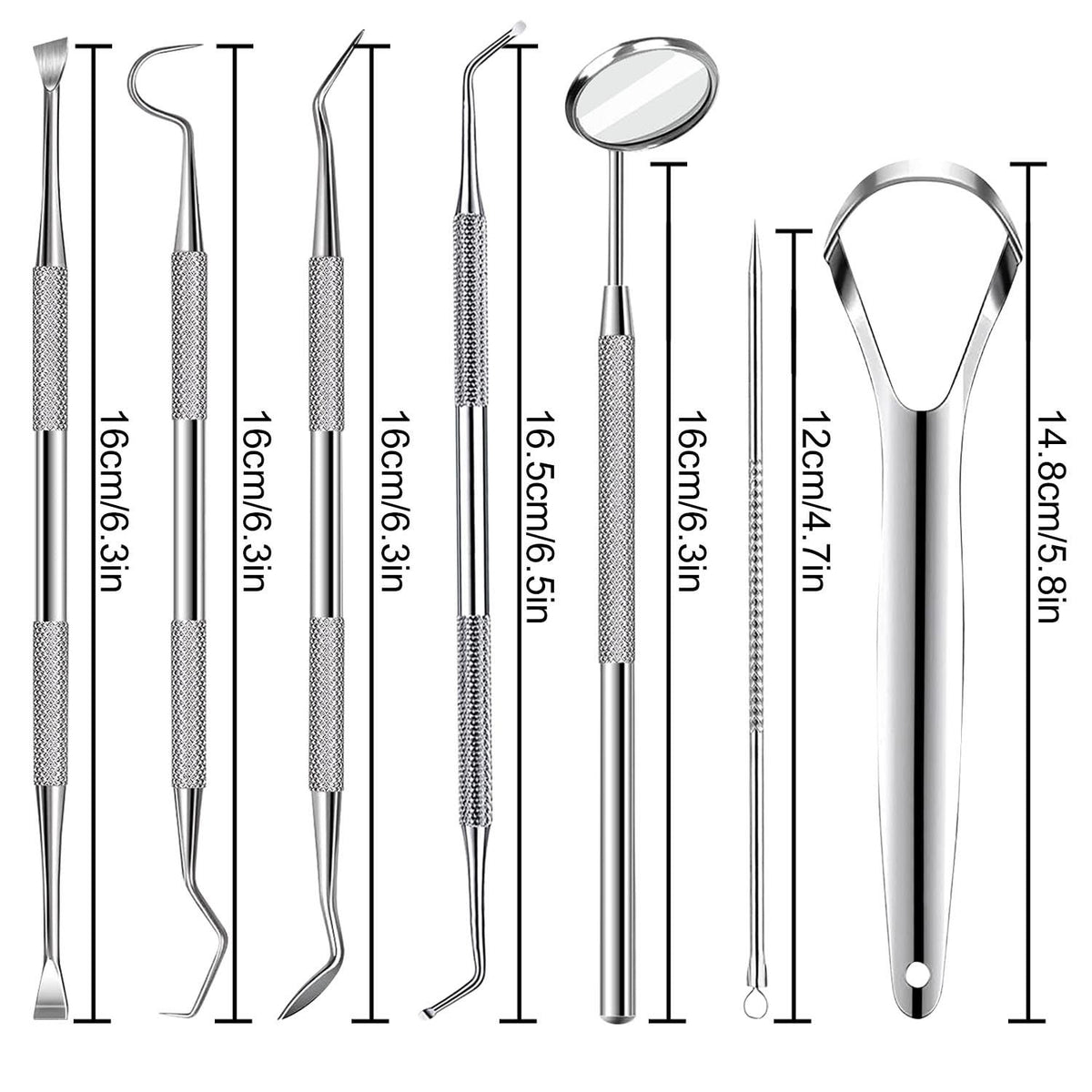 7-Piece Dental Hygiene Kit with Stainless Steel Tools for Teeth Cleaning