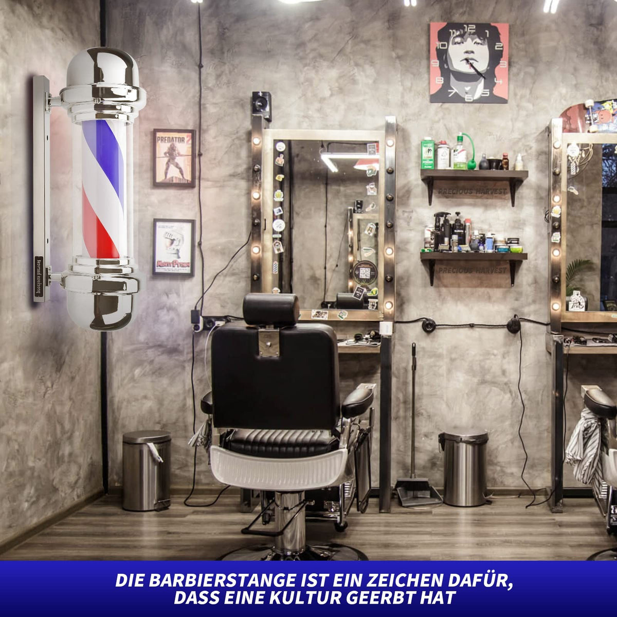 22.8 Inch LED Illuminated Barber Pole Sign with Rotating Stripe