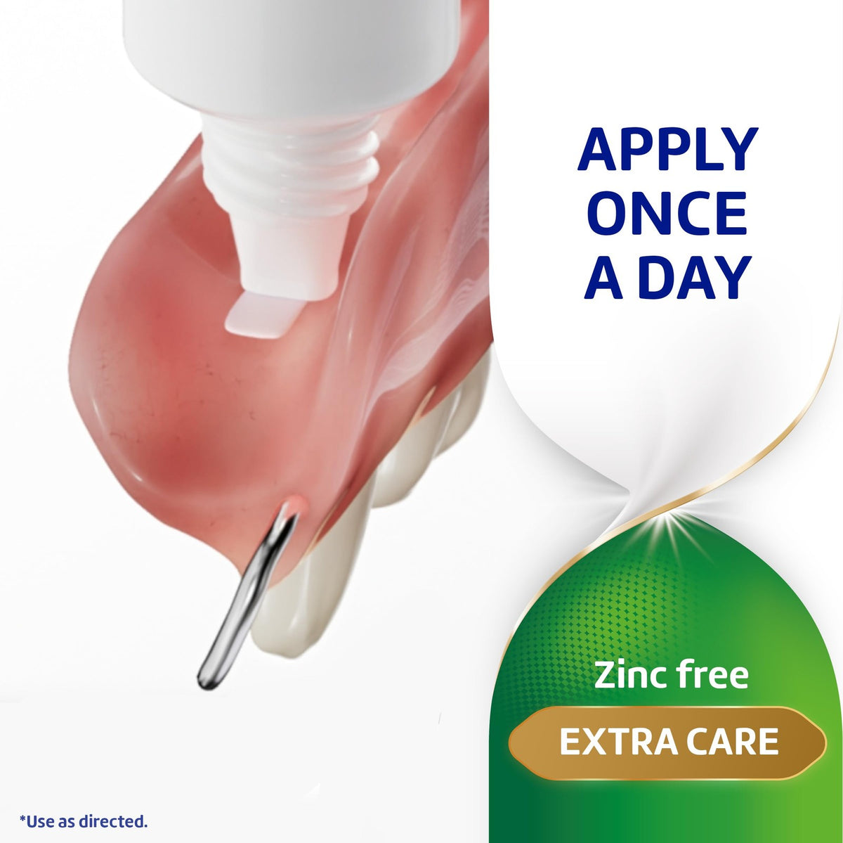 Denture Adhesive Cream 4-Pack - Extra Care, Zinc-Free, 2.2 oz Tubes