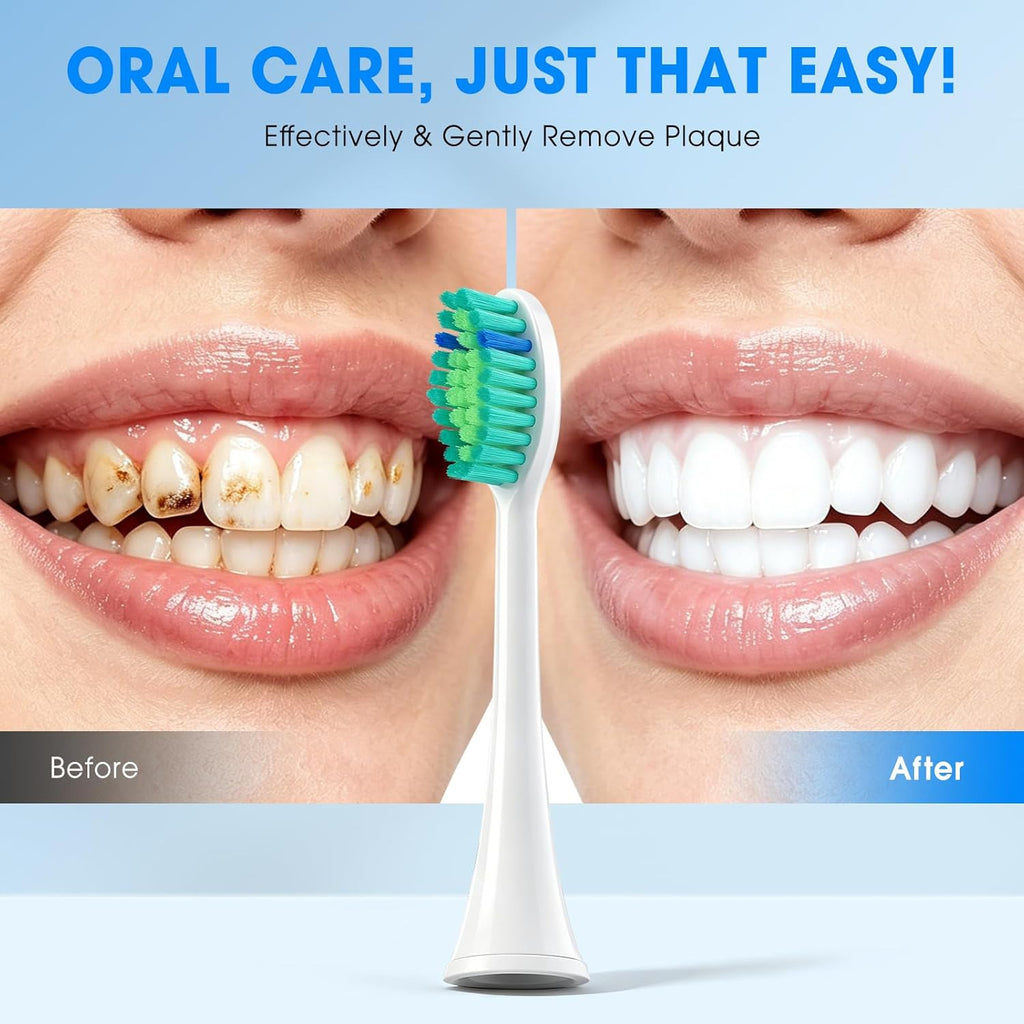 Toothbrush Replacement Heads for Tao Clean Sonic Toothbrush - Dense Bristles, 3-Month Indicator