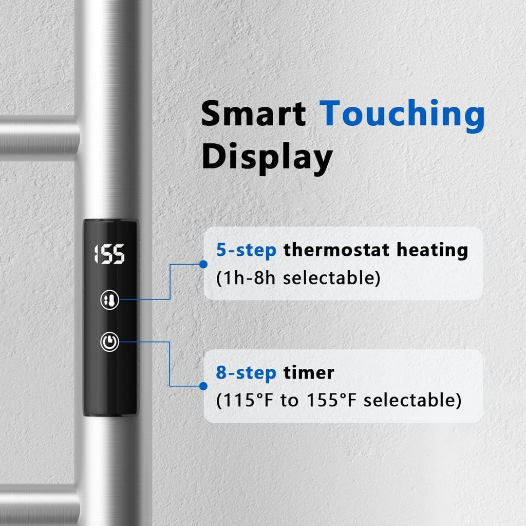 Electric Towel Warmer Rack with Timer & Temperature Control, Wall-Mounted 10 Bars