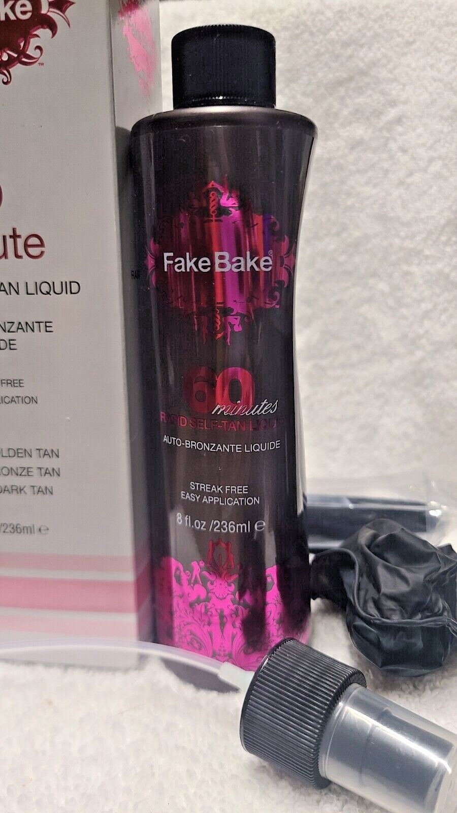 Fake Bake 60 Minutes Self Tanning Liquid 950ml with Application Glove - New