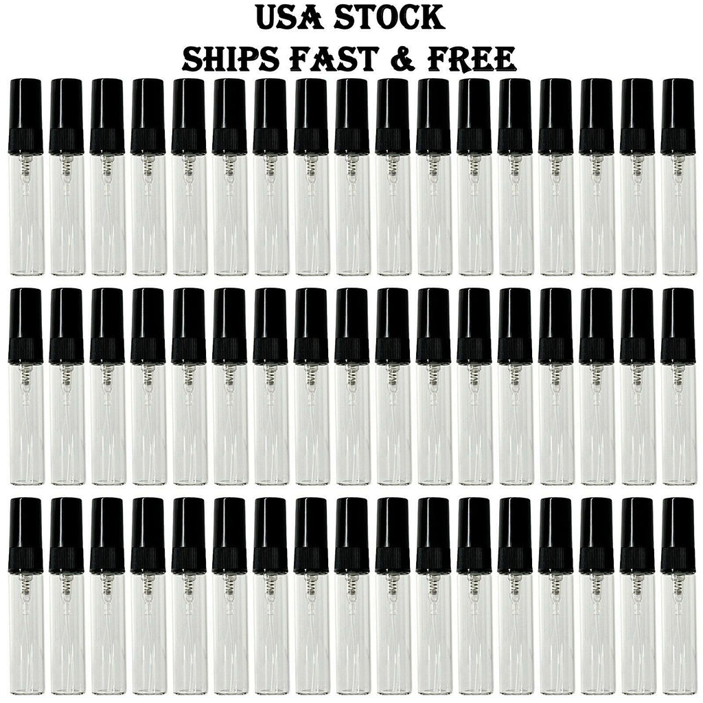Refillable 5ml Glass Spray Bottles with Black Atomizer - Perfume & Essential Oils