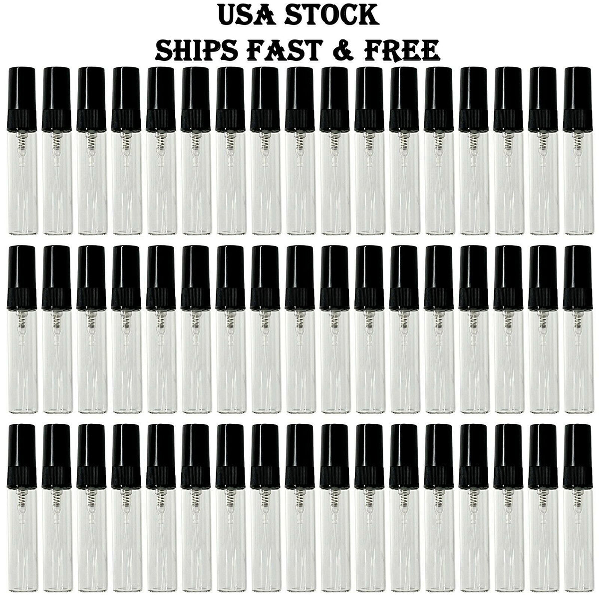 Refillable 5ml Glass Spray Bottles with Black Atomizer - Perfume & Essential Oils