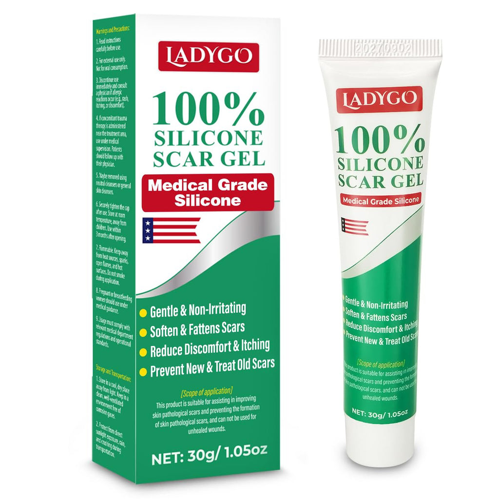 Silicone Scar Gel for Old & New Scars, Stretch Marks & Skin Healing - 1oz