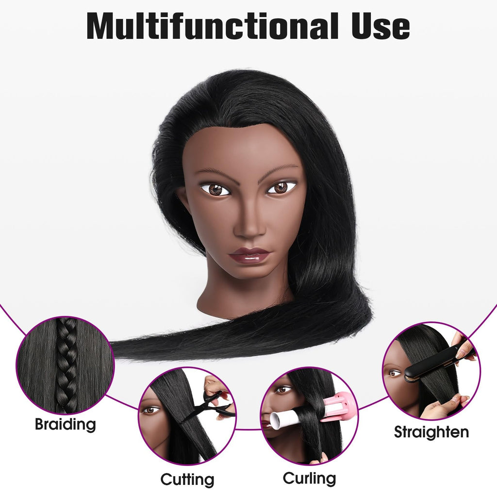 Professional Human Hair Mannequin Head for Hair Styling & Training, 26 Inch Black