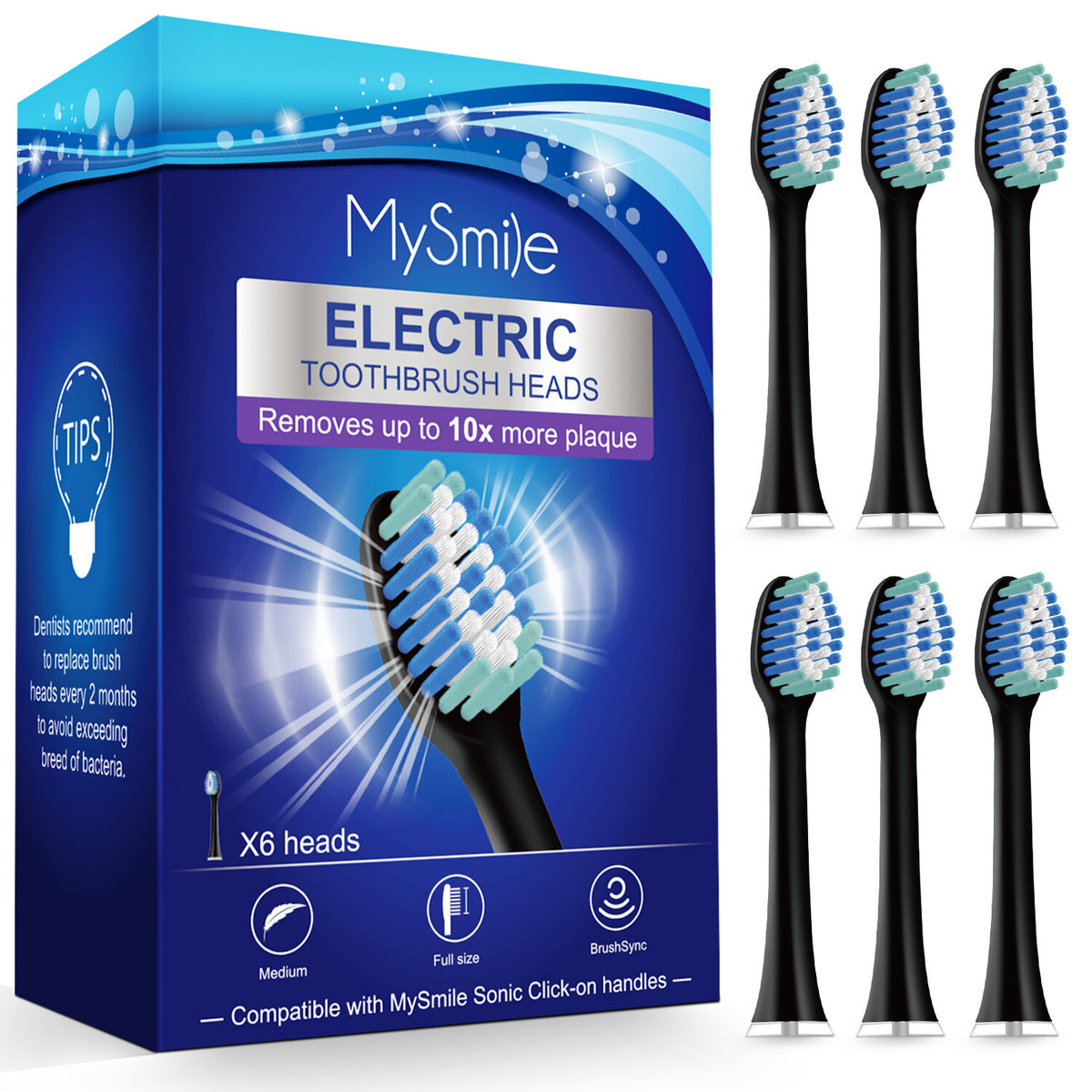 Electric Toothbrush with 6 Replacement Heads & 5 Cleaning Modes - Rechargeable, Waterproof