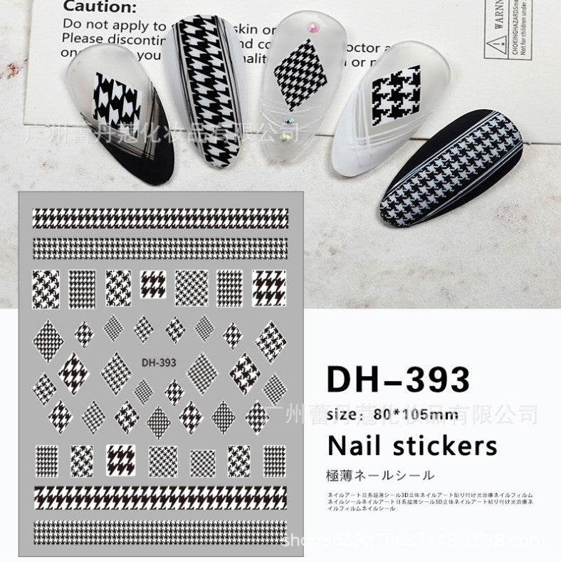 Nail Art 3D Sticker Sheets for Manicure Decals - White Black Lace Butterfly Heart