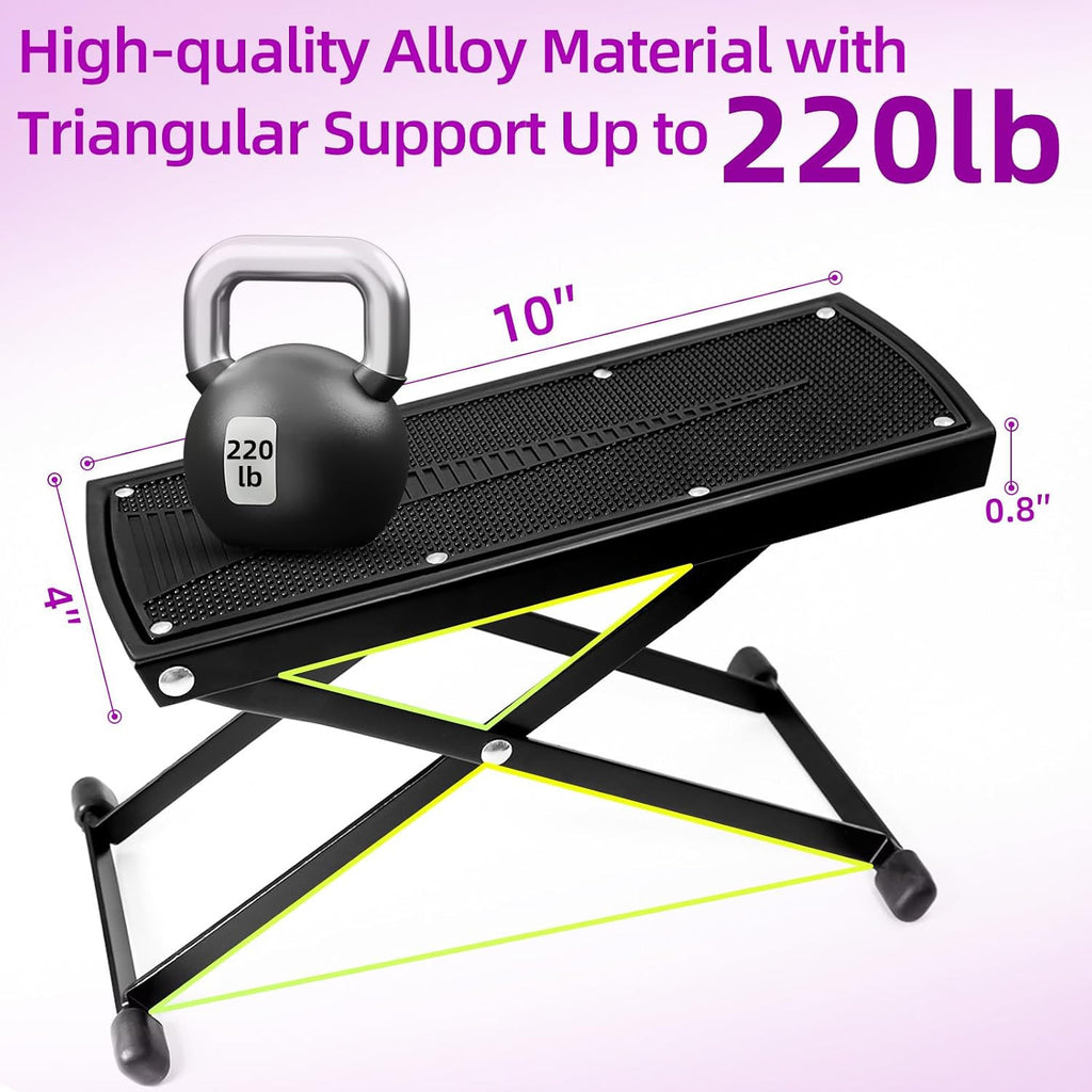 Adjustable Metal Pedicure Stool with 6 Height Levels, Foldable Salon Chair - Black