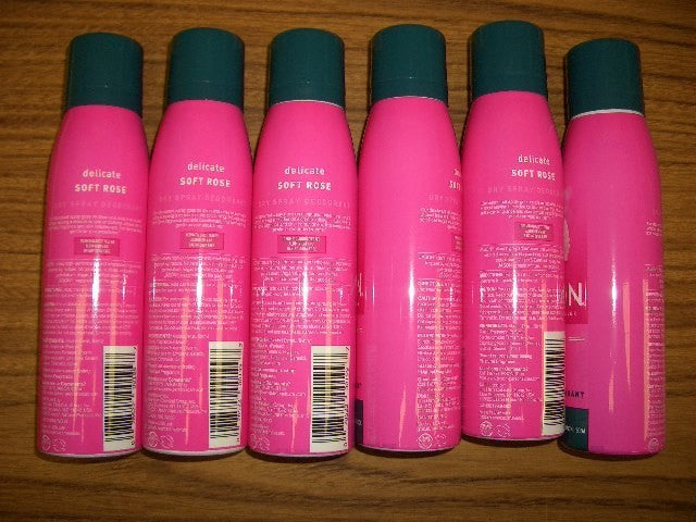 6-Pack Delicate Soft Rose Deodorant Spray - 3.2 oz Botanical Odor Protection