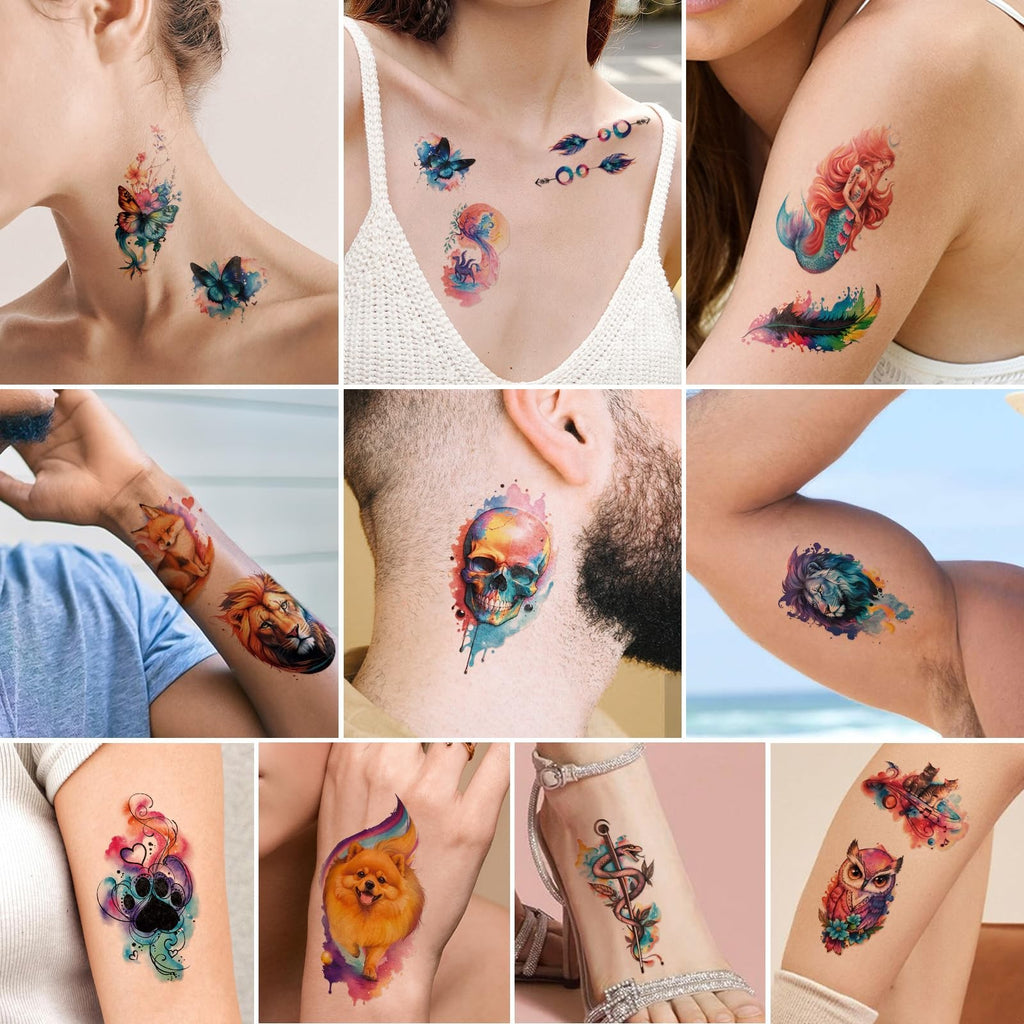 Impermeable Temporary Tattoos Set - Realistic Small & Large Sheets