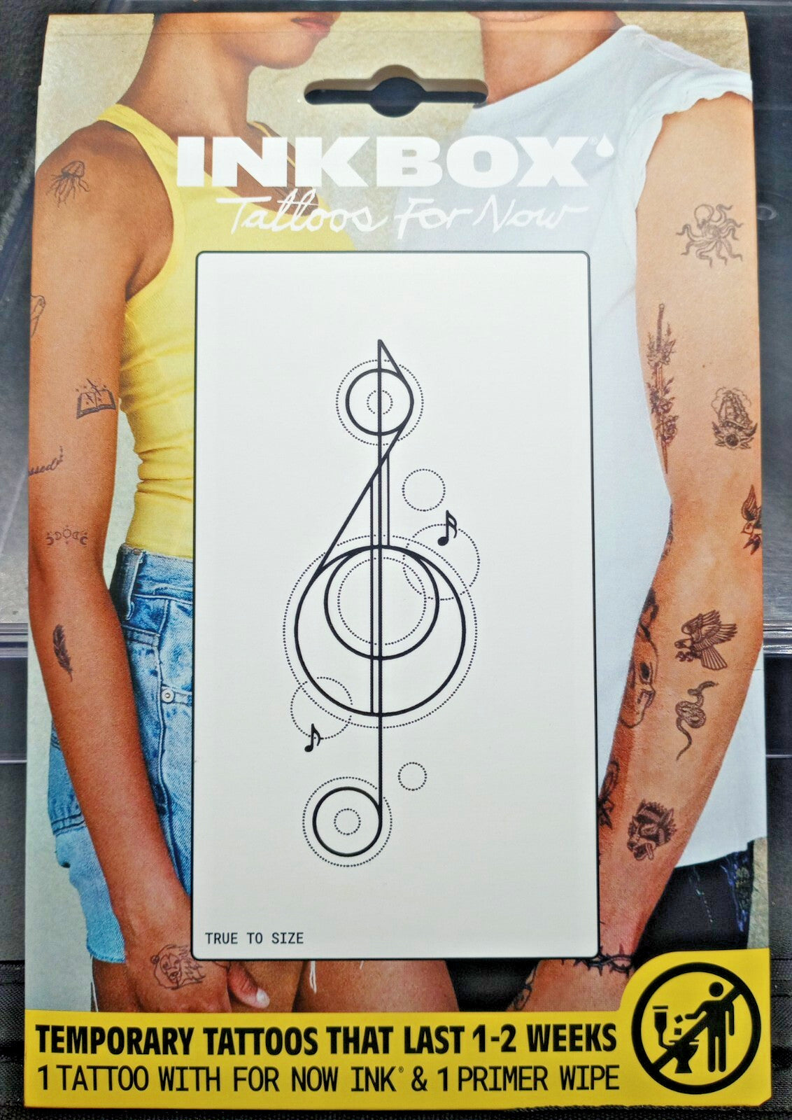 Temporary Tattoos for Now Music Treble Clef — 2 Pack, Last 1-2 Weeks